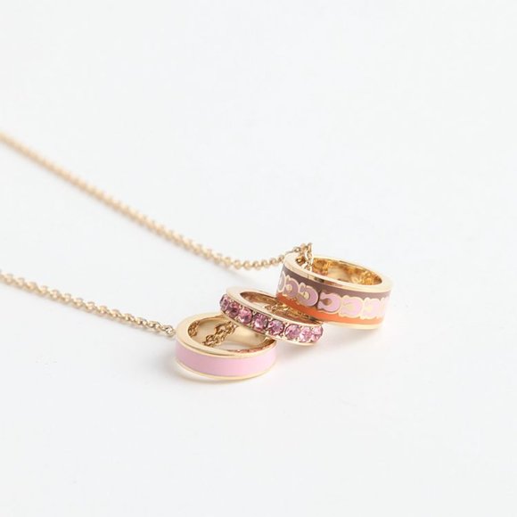 BRAND NEW COACH SIGNATURE ENAMEL PINK MULTI / GOLD NECKLACE - Picture 5 of 10